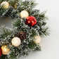 Kaprun Weihnachtskranz mit warmweißer LED-Beleuchtung – Ø45 cm – Grün gefrostet, Rot
