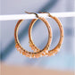 Runde Reifenohrringe mit Facetten und Miyukis - Pfirsich Damen Creolen 44 cm gold Ohrringe Mode Accessoire Schmuck Edelstahl