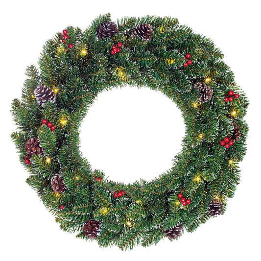 Creston Weihnachtskranz mit LED-Beleuchtung – Ø60 cm – Grün