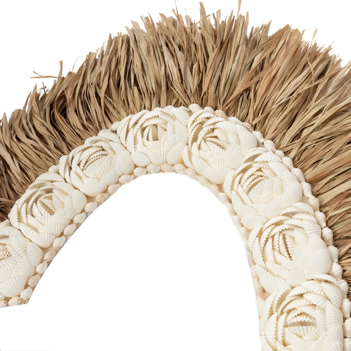 Das Raffia-Muschelherz – Naturweiß – L