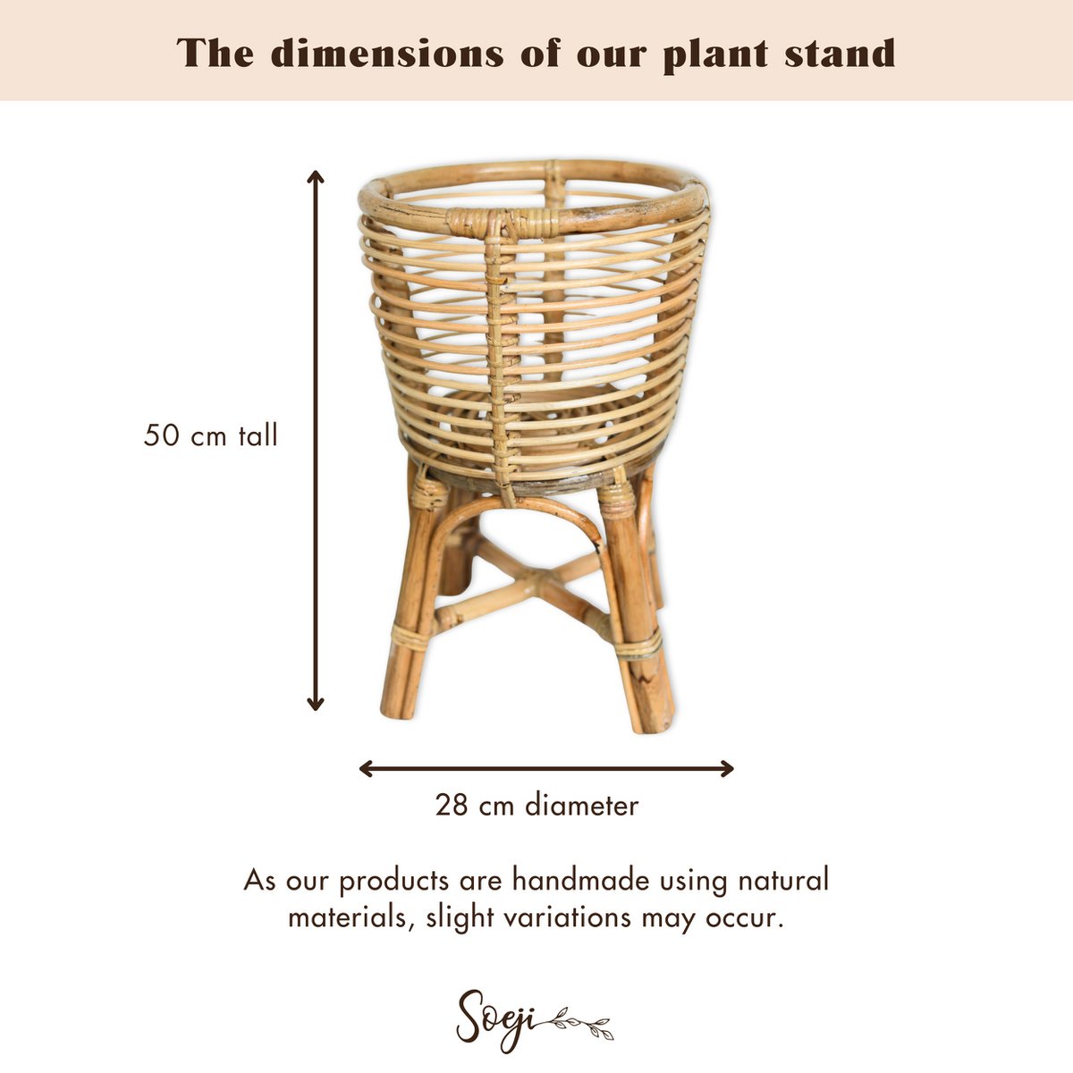 Rattan-Pflanzenständer rund – Boho-Pflanzgefäß – Rattan-Pflanzkorb – natürlicher Blumenständer für Töpfe bis Ø20 cm AKARA