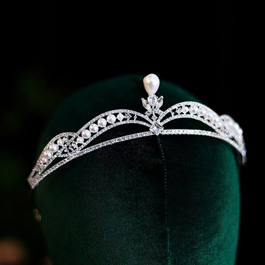 Perlen Krone-Prinzessin-Look Kristallbraut-Tiaras mit Perlen