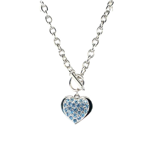 ARMBAND rhodiniert Herz mit Kristallsteinen safir und  Knebelverschluss  Damen  Modeschmuck nickelfrei