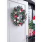Kaprun Weihnachtskranz mit warmweißer LED-Beleuchtung – Ø45 cm – Grün gefrostet, Rot