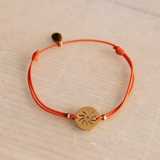 Elastisches Armband mit Sonne – Orange/Gold