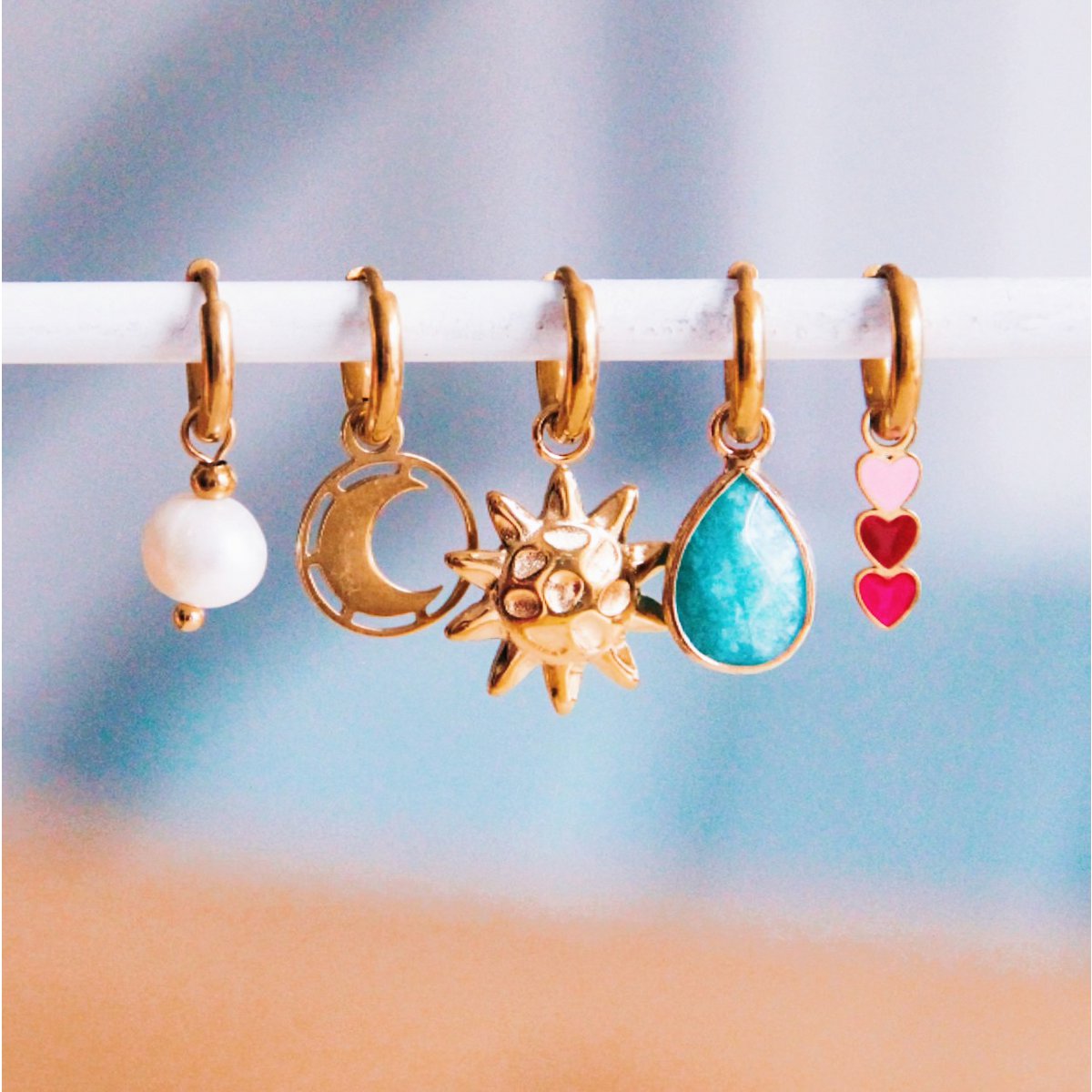 Edelstahl - Reifenohrringe  Mondzauber Ohrring Damen Mode Accessoire Schmuck Edelstahl