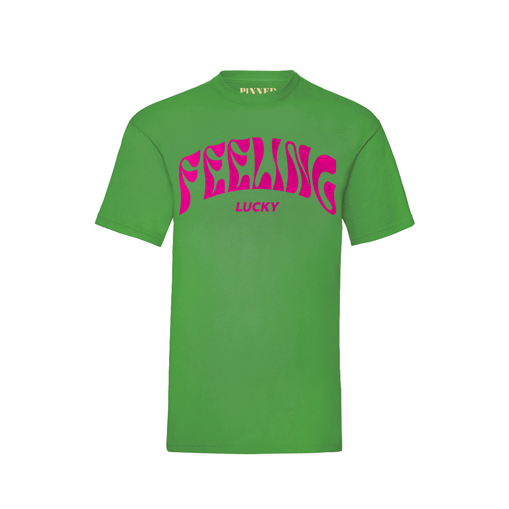 T-Shirt Feeling Lucky Velvet Neon Pink