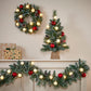 Kaprun Künstlicher Weihnachtsbaum aus Jute mit LED-Beleuchtung – H60 x Ø39 cm – Grün gefrostet, Rot