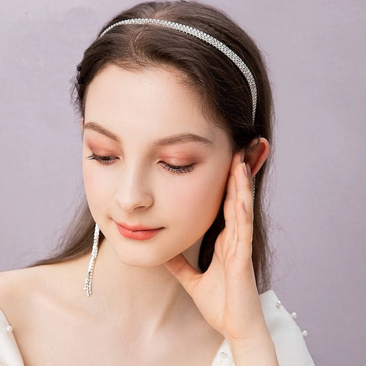 Sparkling Bridal Headband with Long Tassels