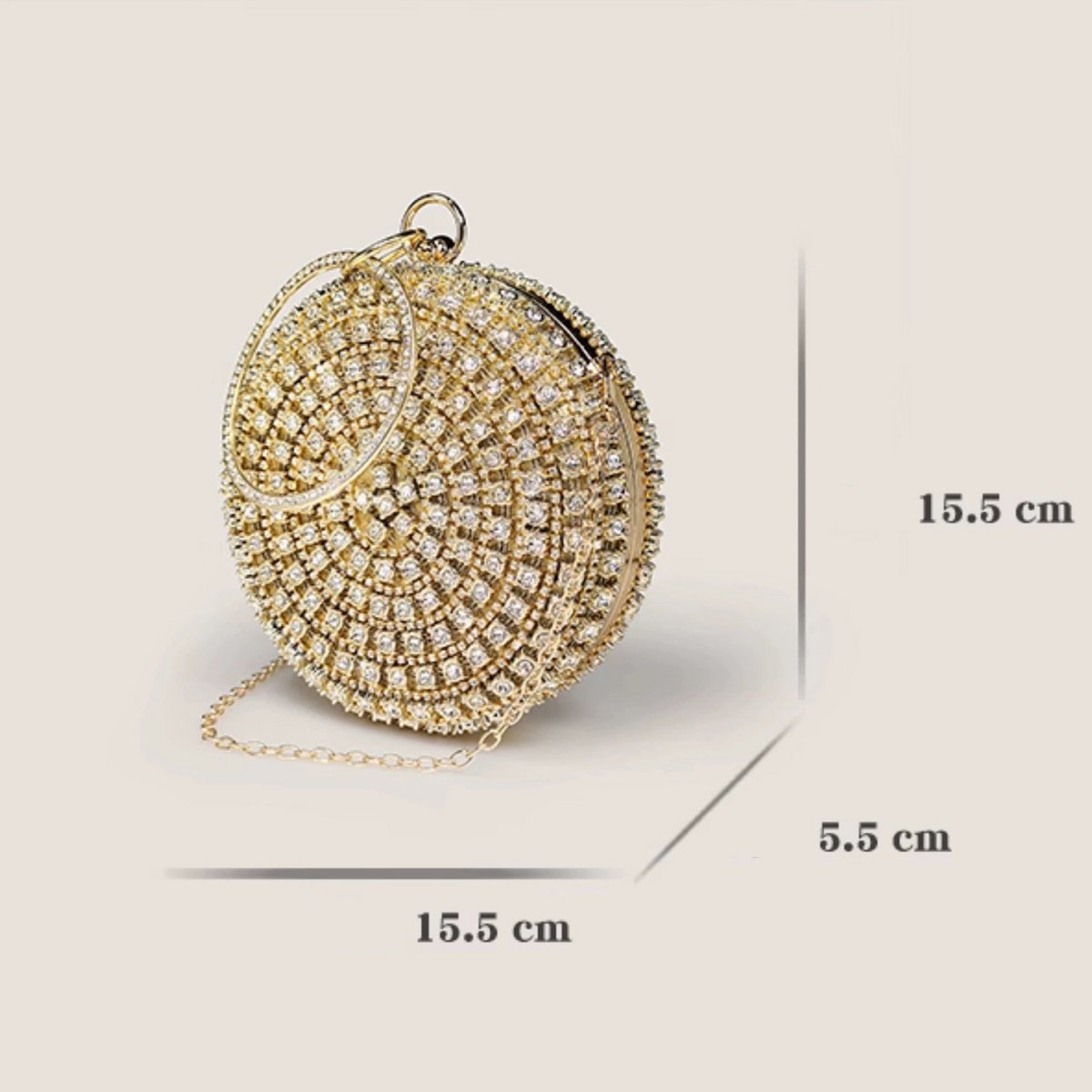 Schillernde runde Clutch im Diamant-Look