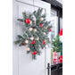 Kaprun Weihnachtskranz Stern mit warmweißer LED-Beleuchtung – Ø60 cm – Grün gefrostet, Rot