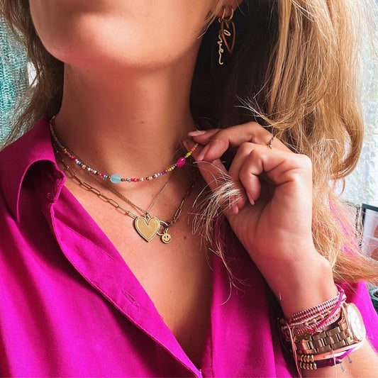 Feine Edelstahlkette mit Smiley – Gold