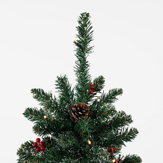 Creston Künstlicher Weihnachtsbaum im Topf mit LED-Beleuchtung – H90 x Ø50 cm – Grün gefrostet