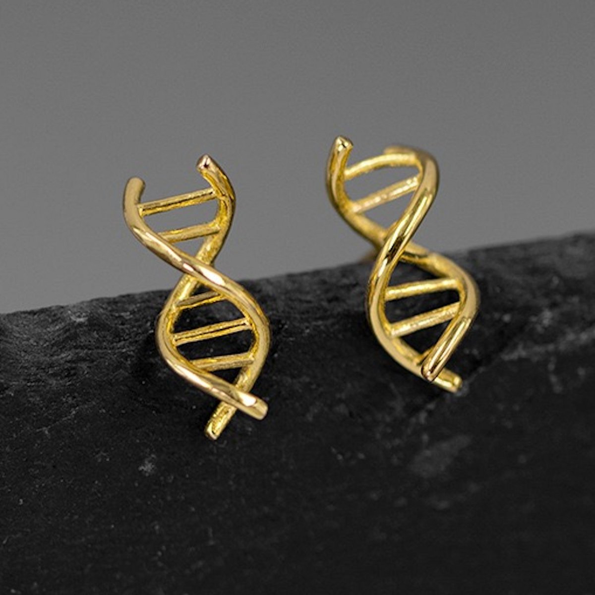 Creative Design DNA Ear Studs - Gold vermeil n Sterling silver