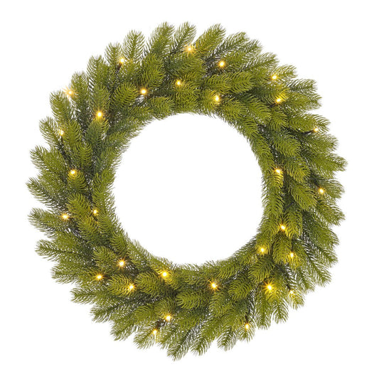 Nagoya Weihnachtskranz mit LED -Beleuchtung - H12 x Ø60 cm - Grün Deko Weihnachten