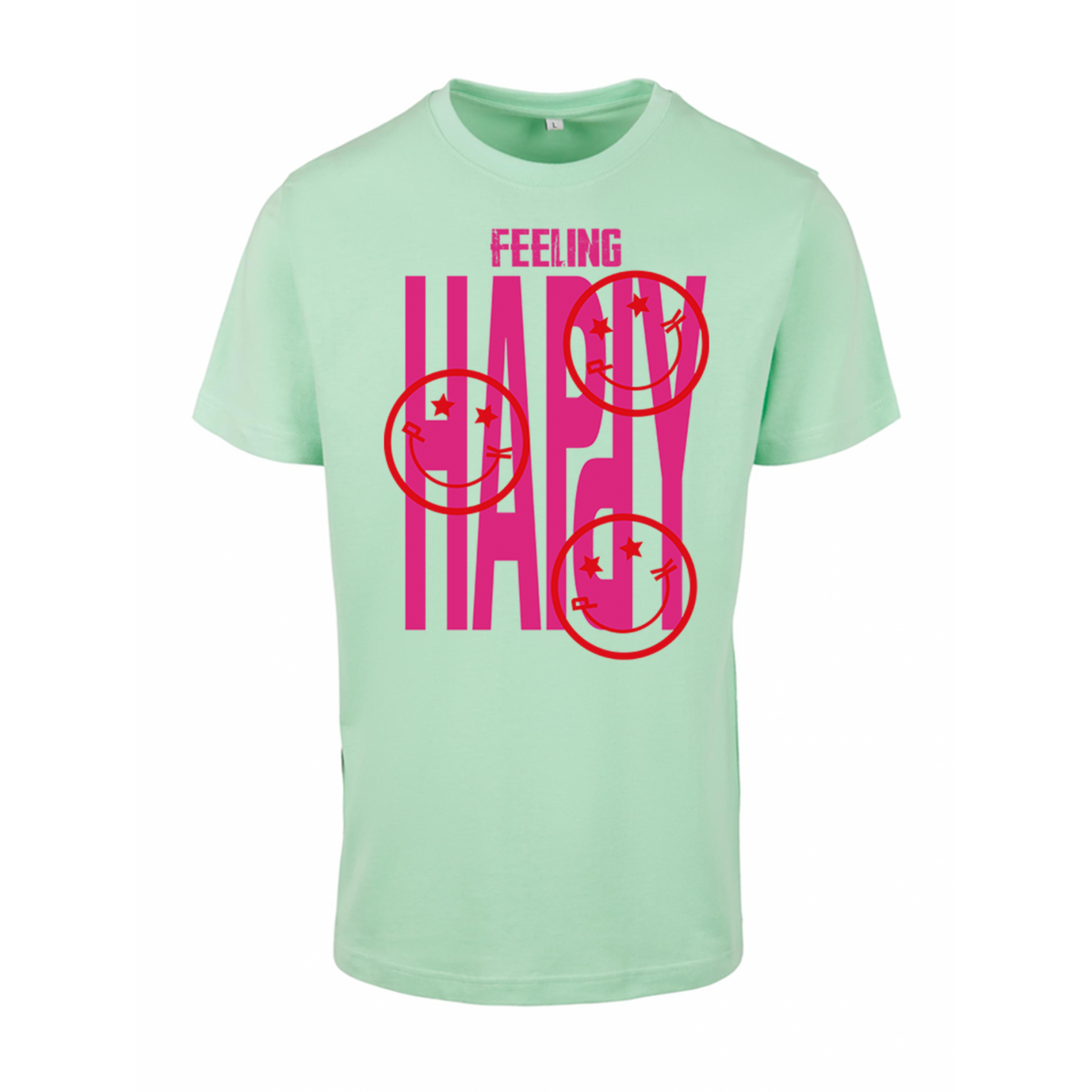 Normales T-Shirt Feeling Happy Hot Pink