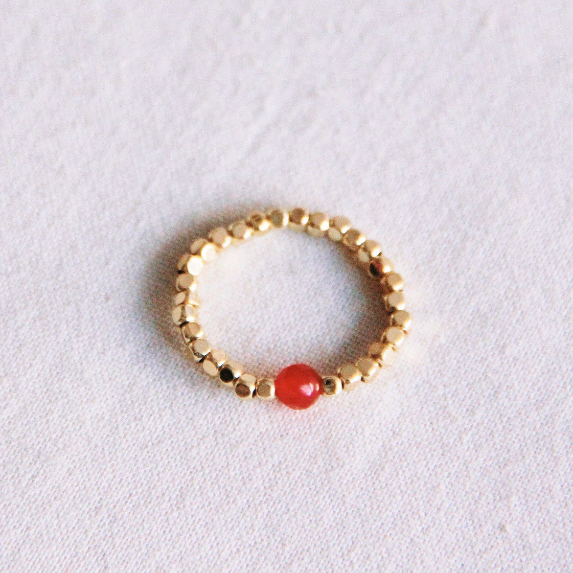 Elastischer Ring mit Naturstein - Orange Damen Mode Accessoire Schmuck Edelstahl