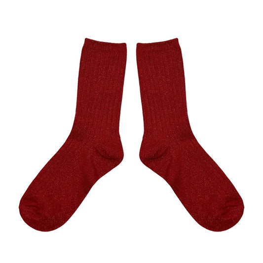 Socken lang rot glitzernd