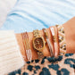 Quadruple Miyuki -Armband - Bordeaux/Lnude/Goldplattierter
