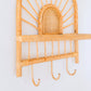 Rattan-Wandregal – Kleines Boho-Wandregal – Hängendes Rattan-Regal – Kleider- oder Schlüsselhaken – Handgefertigtes Regal aus Rattan (41 x 53 cm) BANTEN