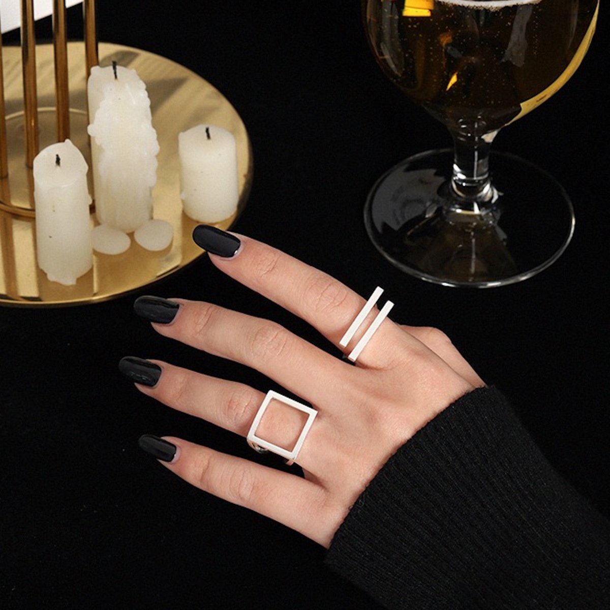 Quadratischer Ring aus Sterlingsilber und Gold-Vermeil mit auffälligem Look