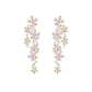 Elegante French Bloom Longline-Ohrringe mit rosa und grün funkelnden Zirkonias