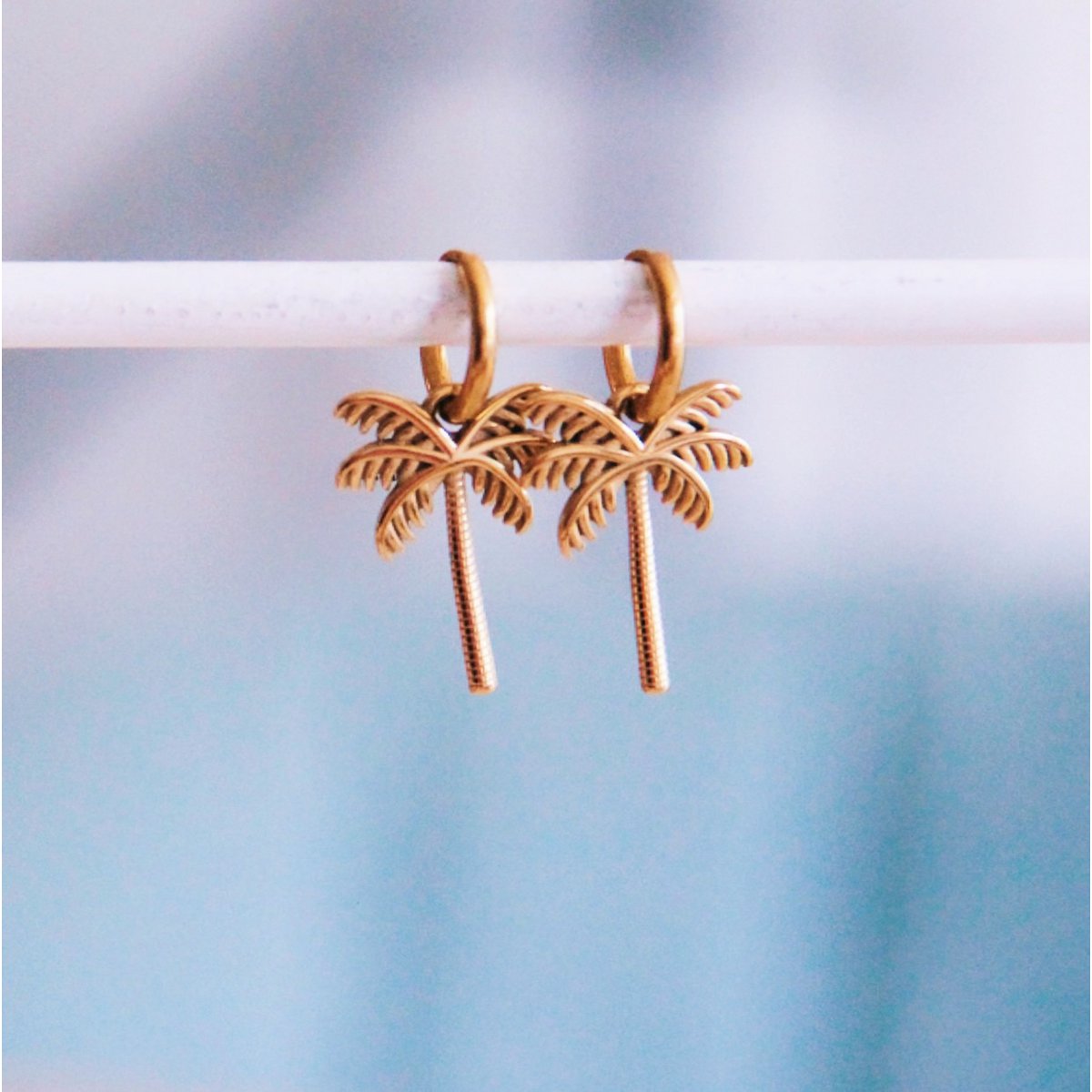 Ohrringe aus Edelstahl mit Palme mit Palme Damen Mode Accessoire Schmuck Edelstahl