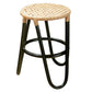 Rattanhocker KOLAKA Schwarz Ø35 cm mit geflochtener Sitzfläche | Dreibeiniger kleiner runder Hocker