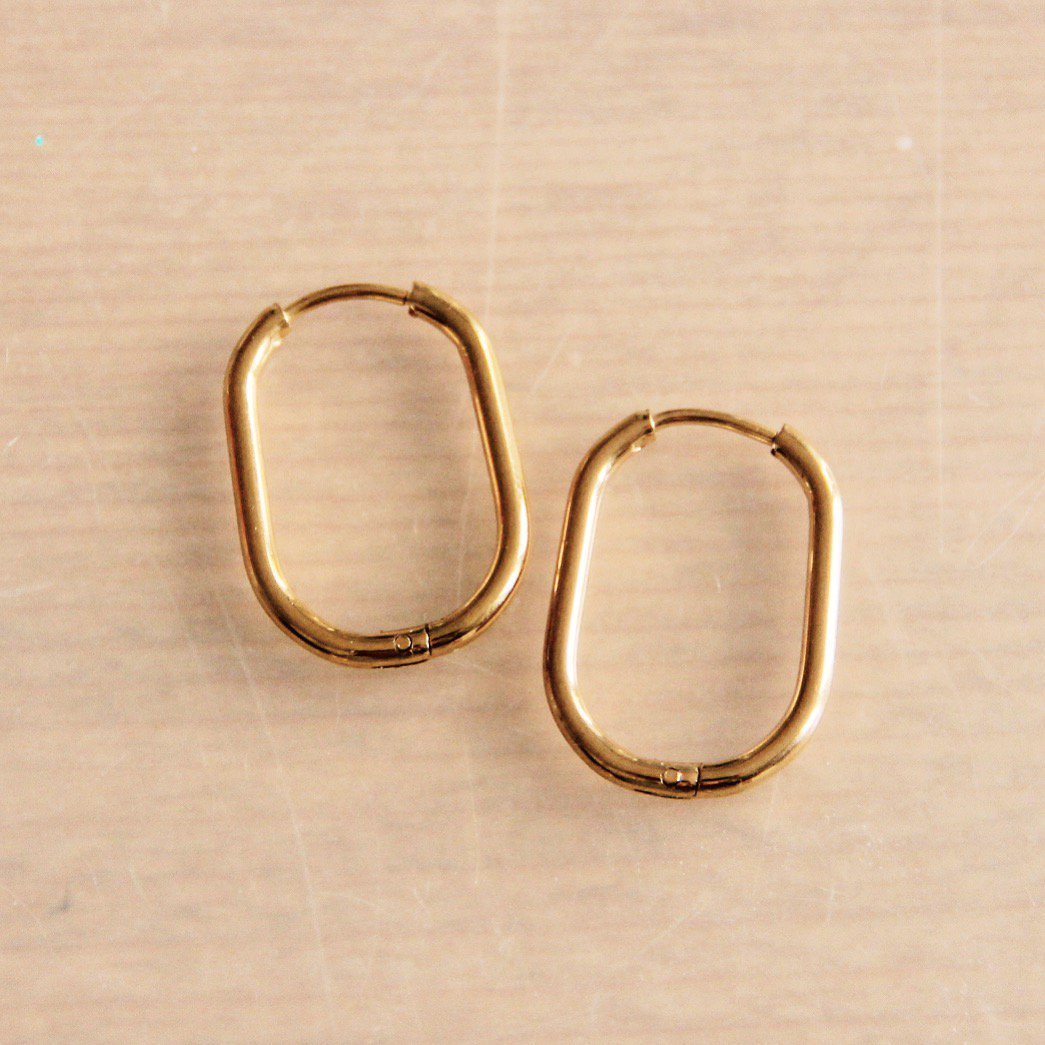 EA562: Kreolisches Oval aus Edelstahl 21 mm "Basic" - Gold