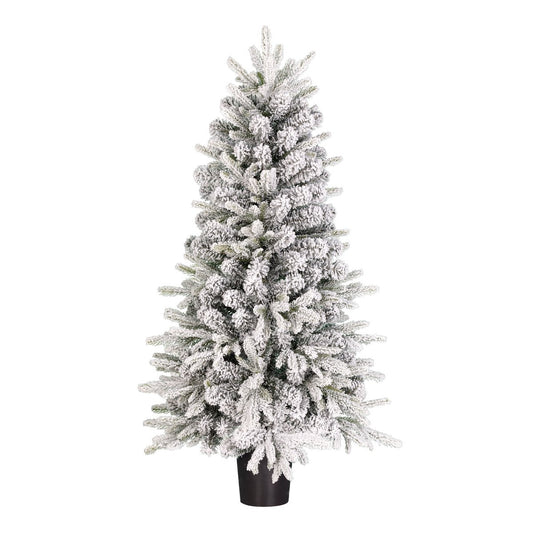 Grimshaw Kunst Weihnachtsbaum - H120 x Ø60 cm - Grün mit Kunst - Schnee Dekoration Weihnachten