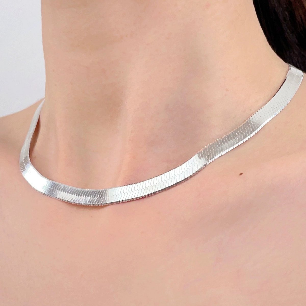 Unisex Herringbone chain - 7mm width - Gold Vermeil and Sterling silver