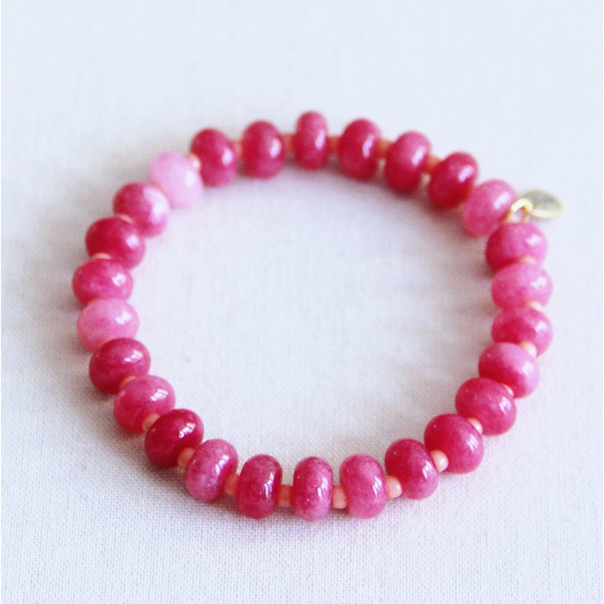 Elastisches Armband aus Edelstein - Fuchsia/Pink
