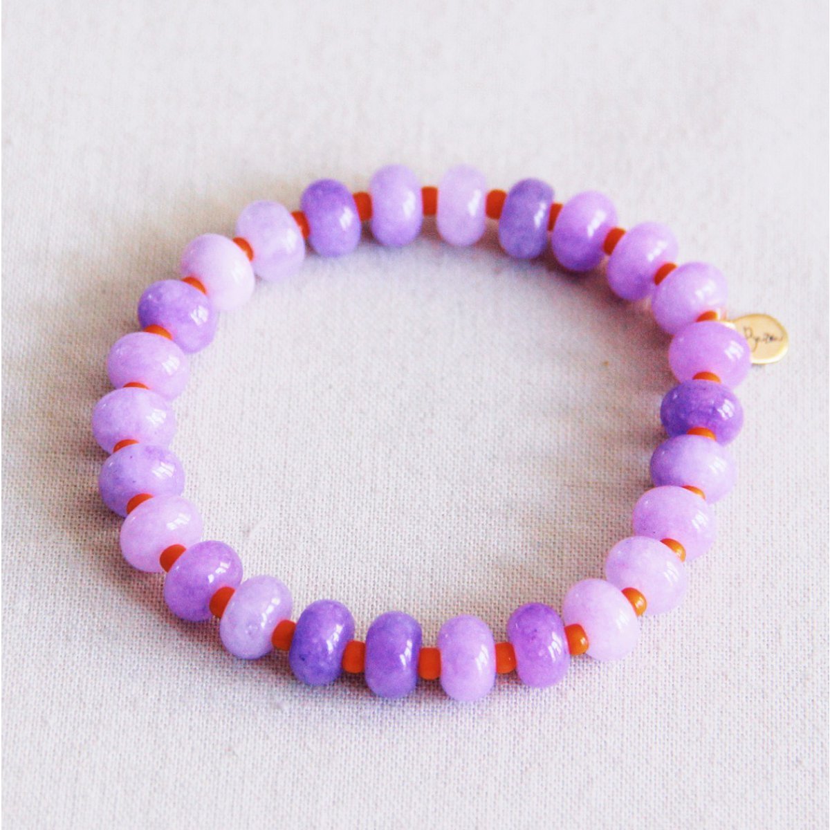 Elastisches Armband von Edelsteinen - Lila/Orange Damen Mode Accessoire Schmuck Edelstahl