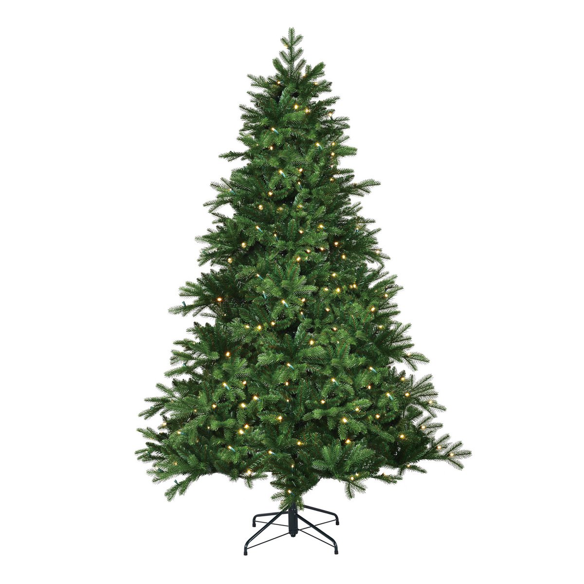 Brampton Künstlicher Weihnachtsbaum mit LED-Beleuchtung – H215 x Ø142 cm – Grün