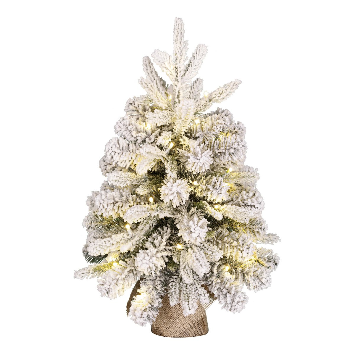 Grimshaw Weihnachtsbaum im Topf mit LED -Beleuchtung Schnee und Timerfunktion - H60 x Ø45 cm - Grün Deko Weihnachten