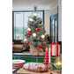 Kaprun Künstlicher Weihnachtsbaum aus Jute mit LED-Beleuchtung – H60 x Ø39 cm – Grün gefrostet, Rot