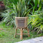 Rattan-Pflanzenständer rund – Boho-Pflanzgefäß – Rattan-Pflanzkorb – natürlicher Blumenständer für Töpfe bis Ø20 cm AKARA