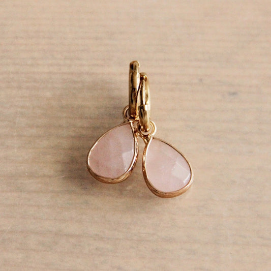 SS380 - Creolen aus Edelstahl mit tropfenförmigem Naturstein - gold / pink