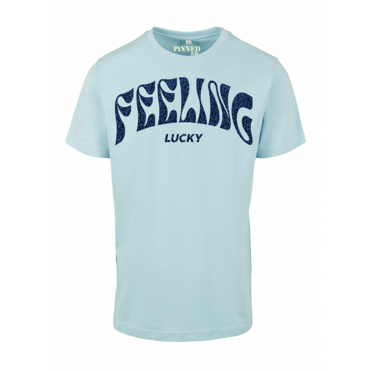 Normales T-Shirt Feeling Lucky in Dunkelblau mit Glitzer