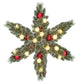 Kaprun Weihnachtskranz Stern mit warmweißer LED-Beleuchtung – Ø60 cm – Grün gefrostet, Rot
