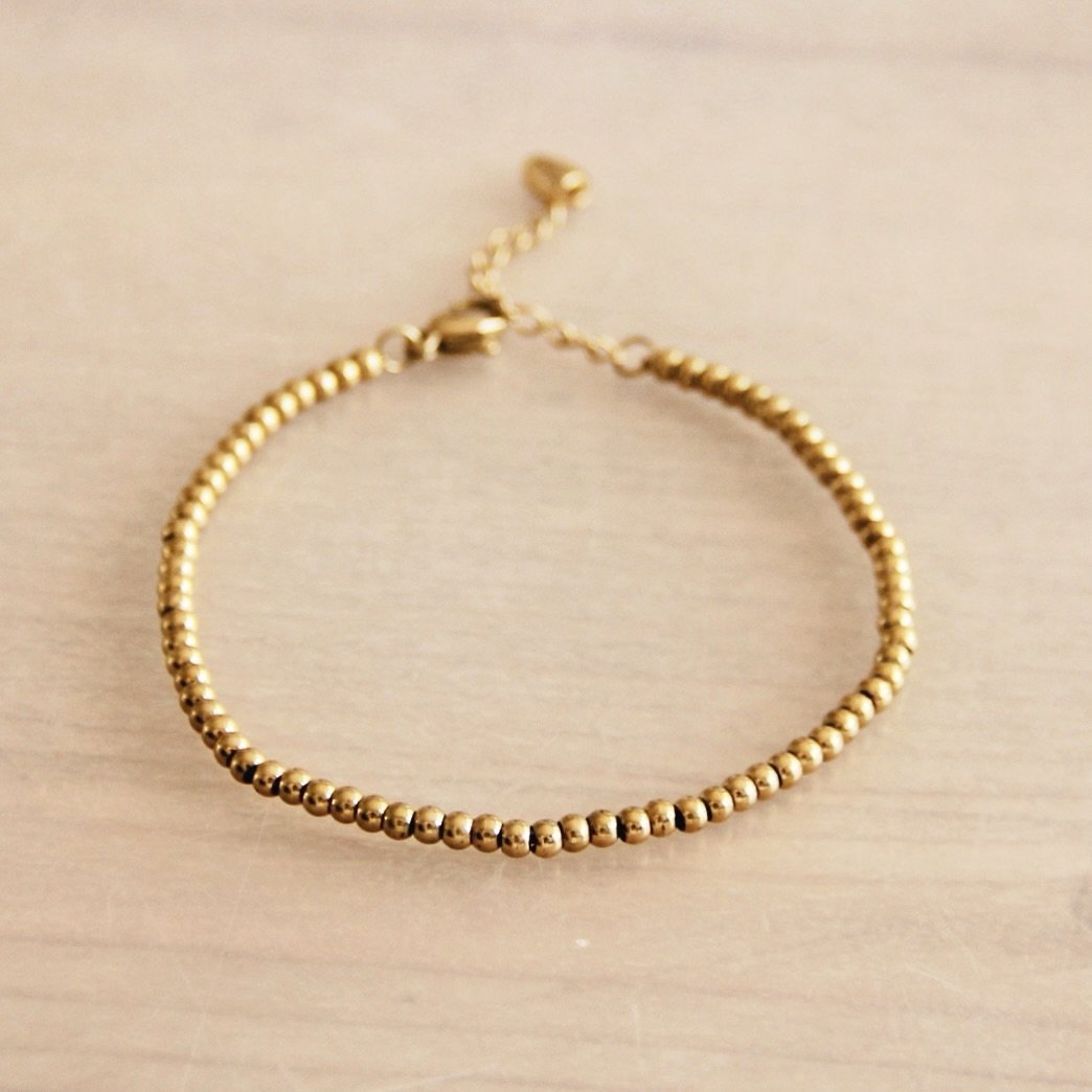 SA830: Stahlperlenarmband "Klein" - Gold