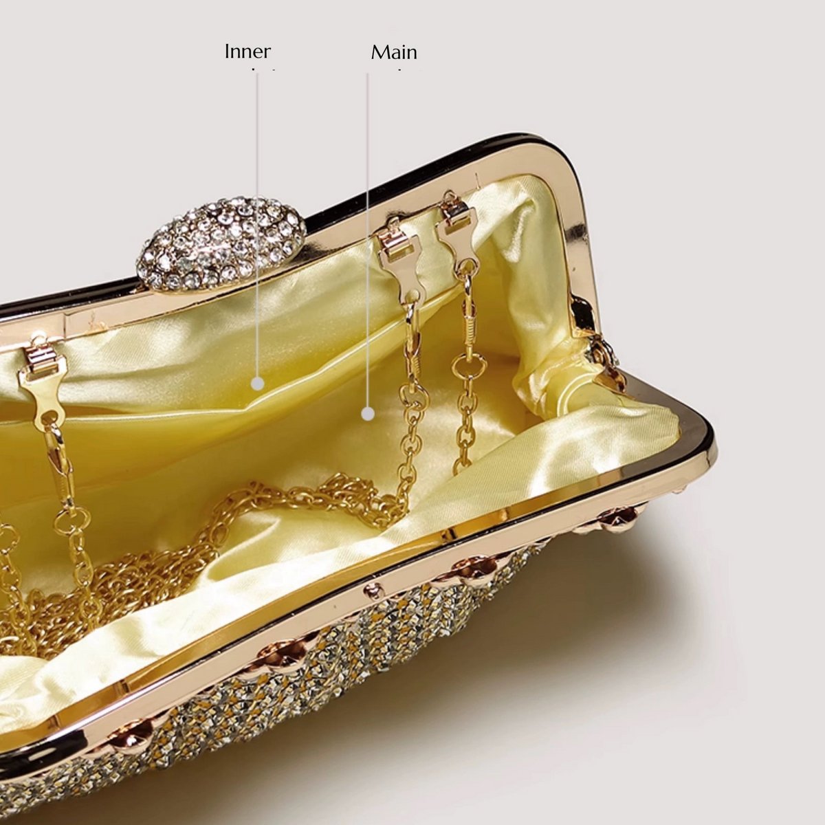 Luxuriöse Clutch im Diamant-Look – Gold und Silber