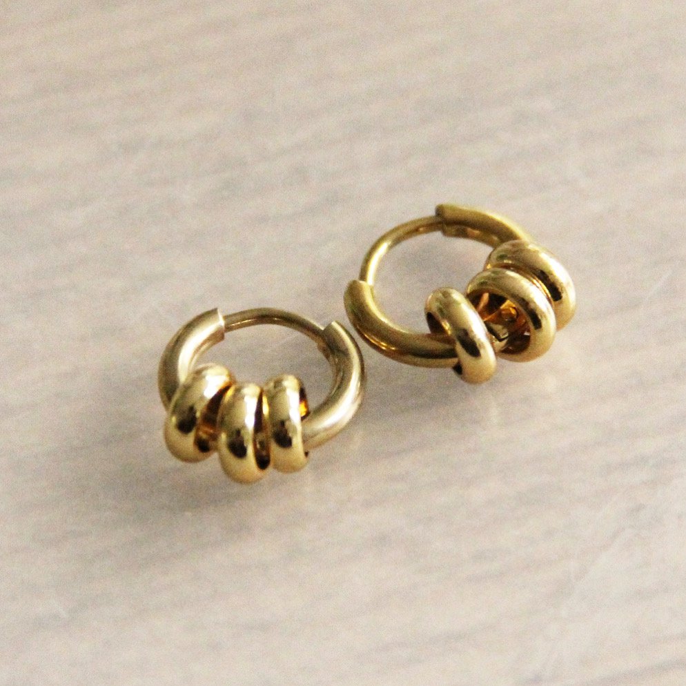 SS300 - Kreol aus Edelstahl mit 3 Ringen - Gold