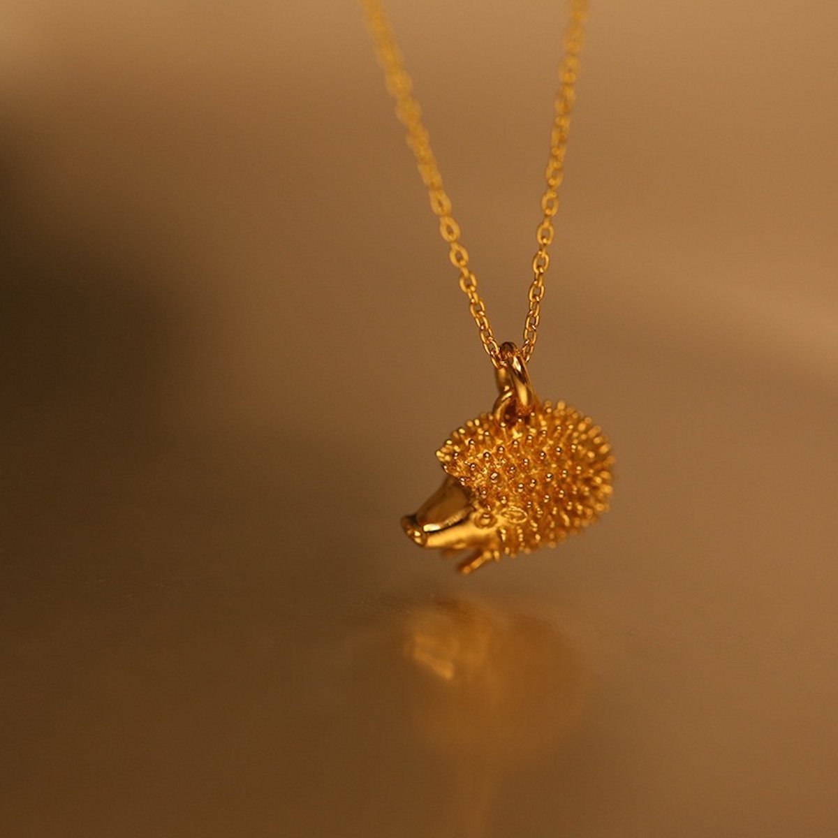 Hérisson – Goldene Igel-Halskette – Gold-Vermeil