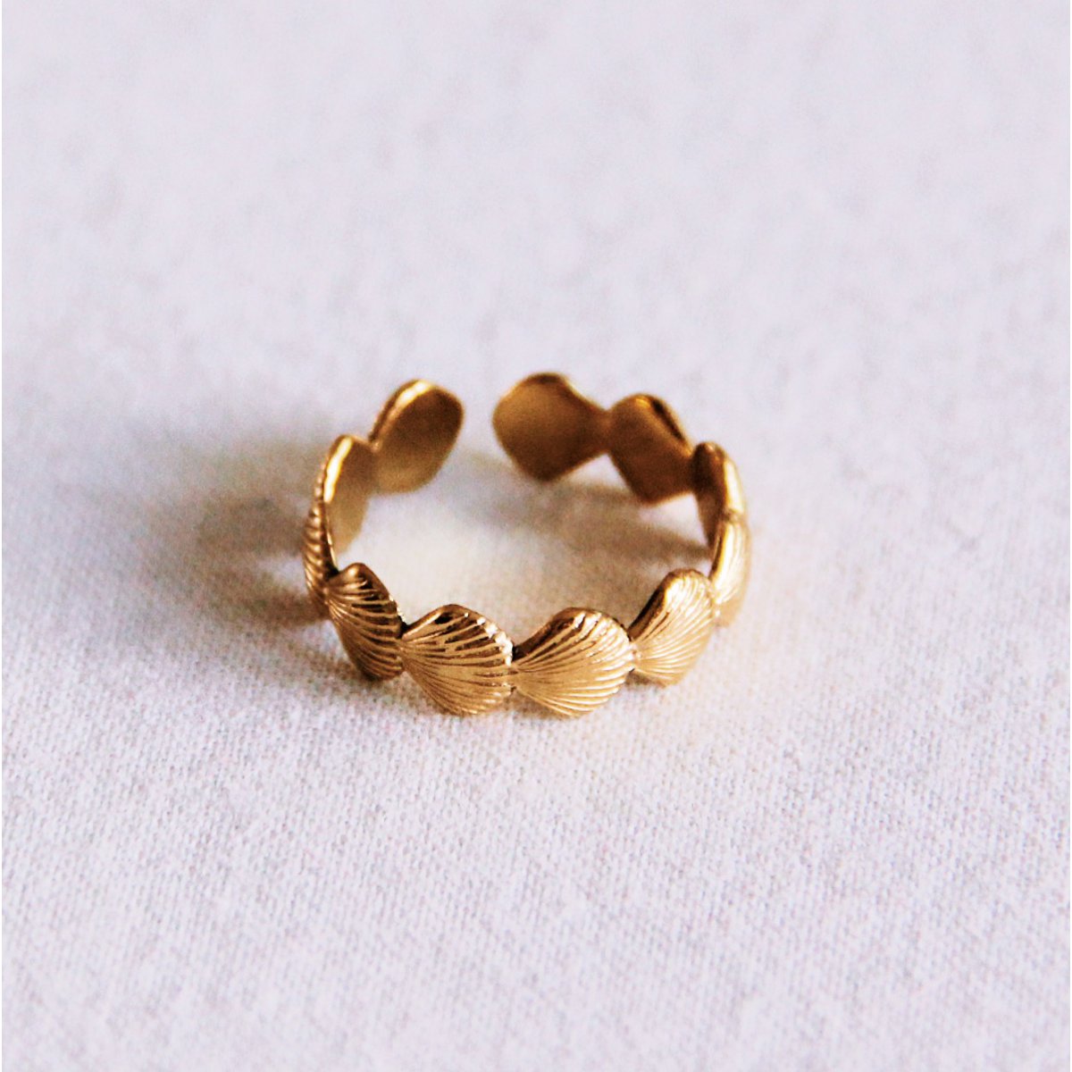 Verstellbarer Ring mit Schalen Damen Mode Accessoire Schmuck Edelstahl
