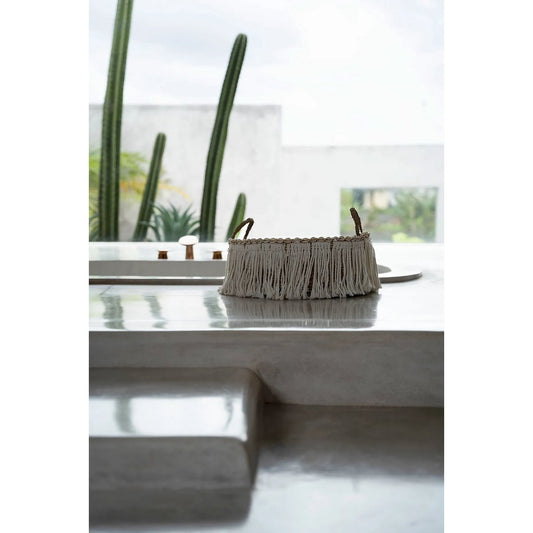 Der Boho Fringe Basket - Natürliches Weiß