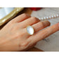 Perlmutt-Schmuckset mit ovalen, facettierten Steinen – Gold-Vermeil – Ohrringe, Halskette und Ring