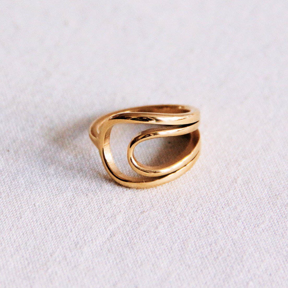 Stahlmondring goldfarben Damen Ring modisch Mond Stahl Mode Accessoire Schmuck Edelstahl