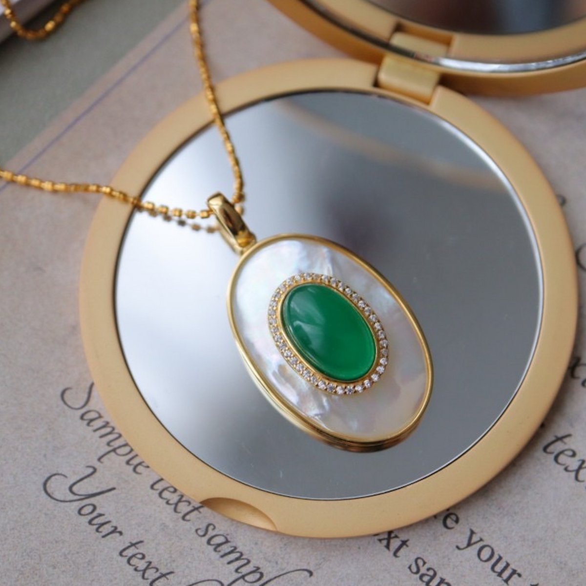 Royal Green Onyx MOP Großer ovaler Anhänger – Nur Anhänger