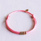 Satinarmband mit Ringen – rosa/gold Damen Mode Accessoire Schmuck Edelstahl